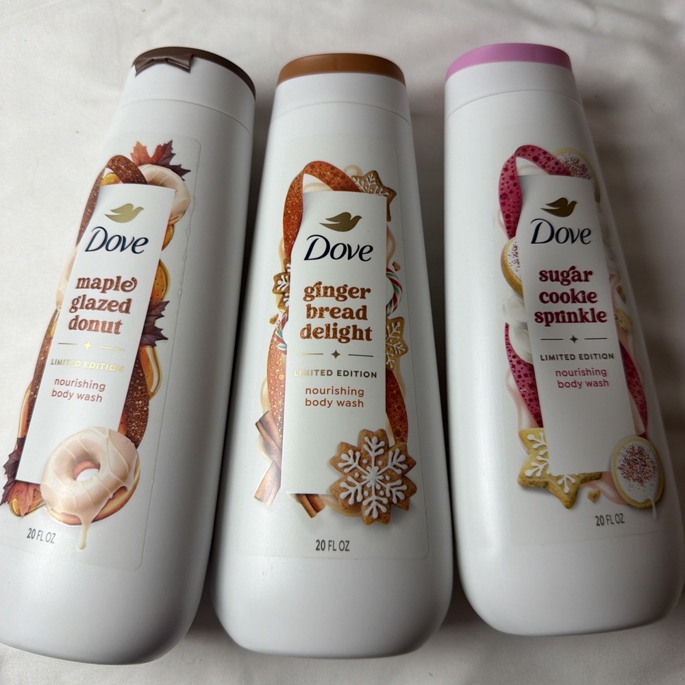 Dove Gingerbread Sugar Cookie Maple Glazed Donut Body Wash, Limited Edition